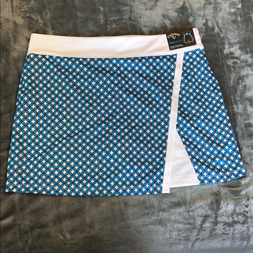 NWT Callaway Skirt/Skort in Blue and White tennis sporty golf pickleball skirt